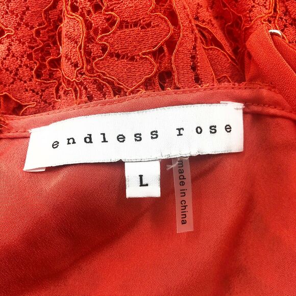 Endless Rose Lace Peplum Dress Size L Orange Sleeveless Whimsical Fairy Garden - Picture 3 of 4